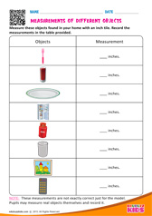 Measurments of Different Objects